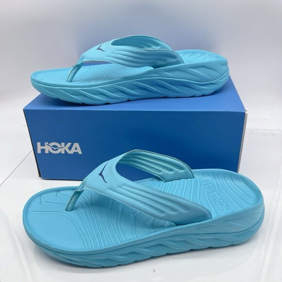 Hoka One One Ora Recovery Flip Flop Thong Sandal Scuba Blue Bellwether Men US 11 - Picture 3 of 10
